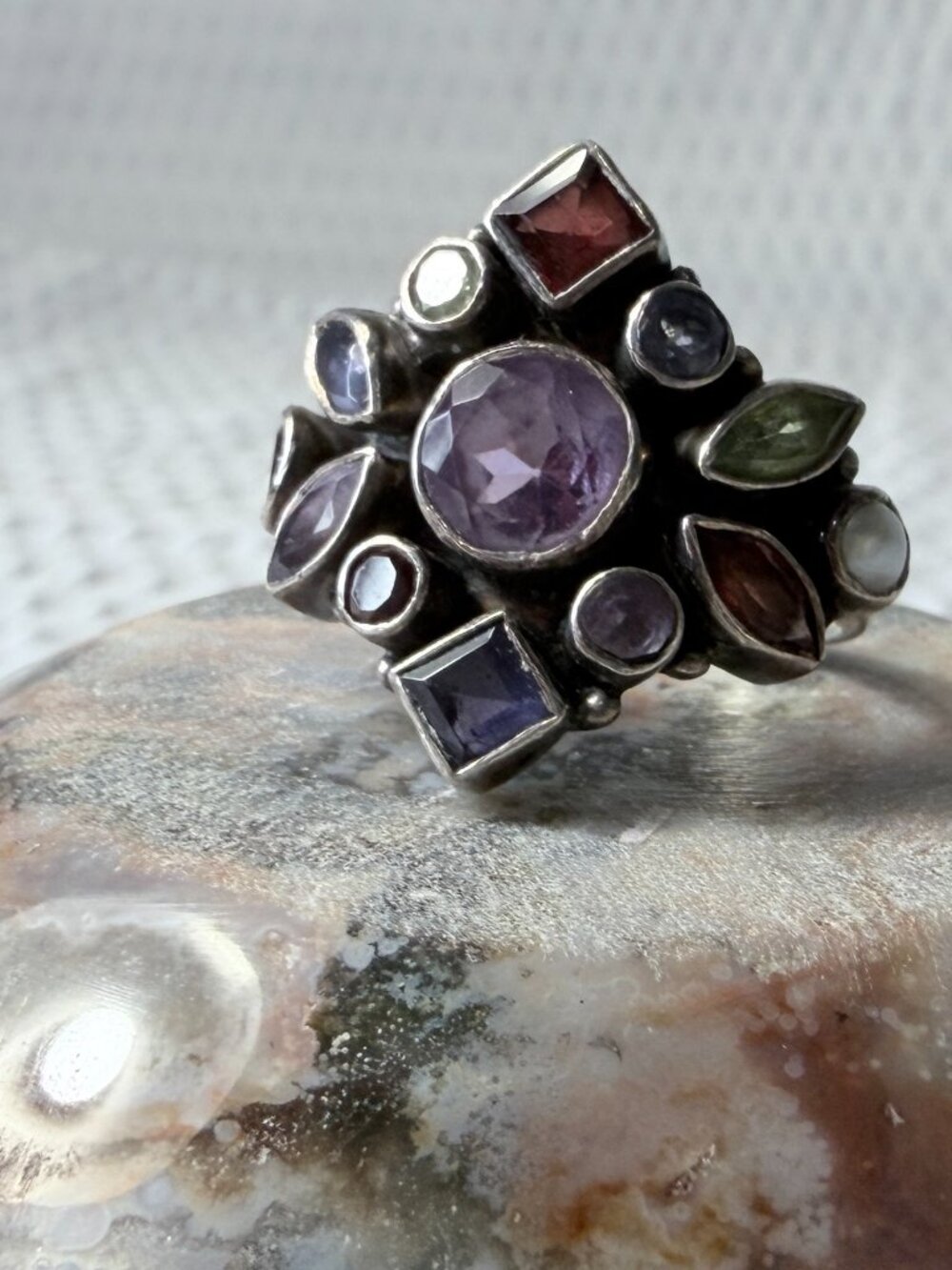 Gemstone and Sterling Silver Ring Size 7 - Picture 2 of 5